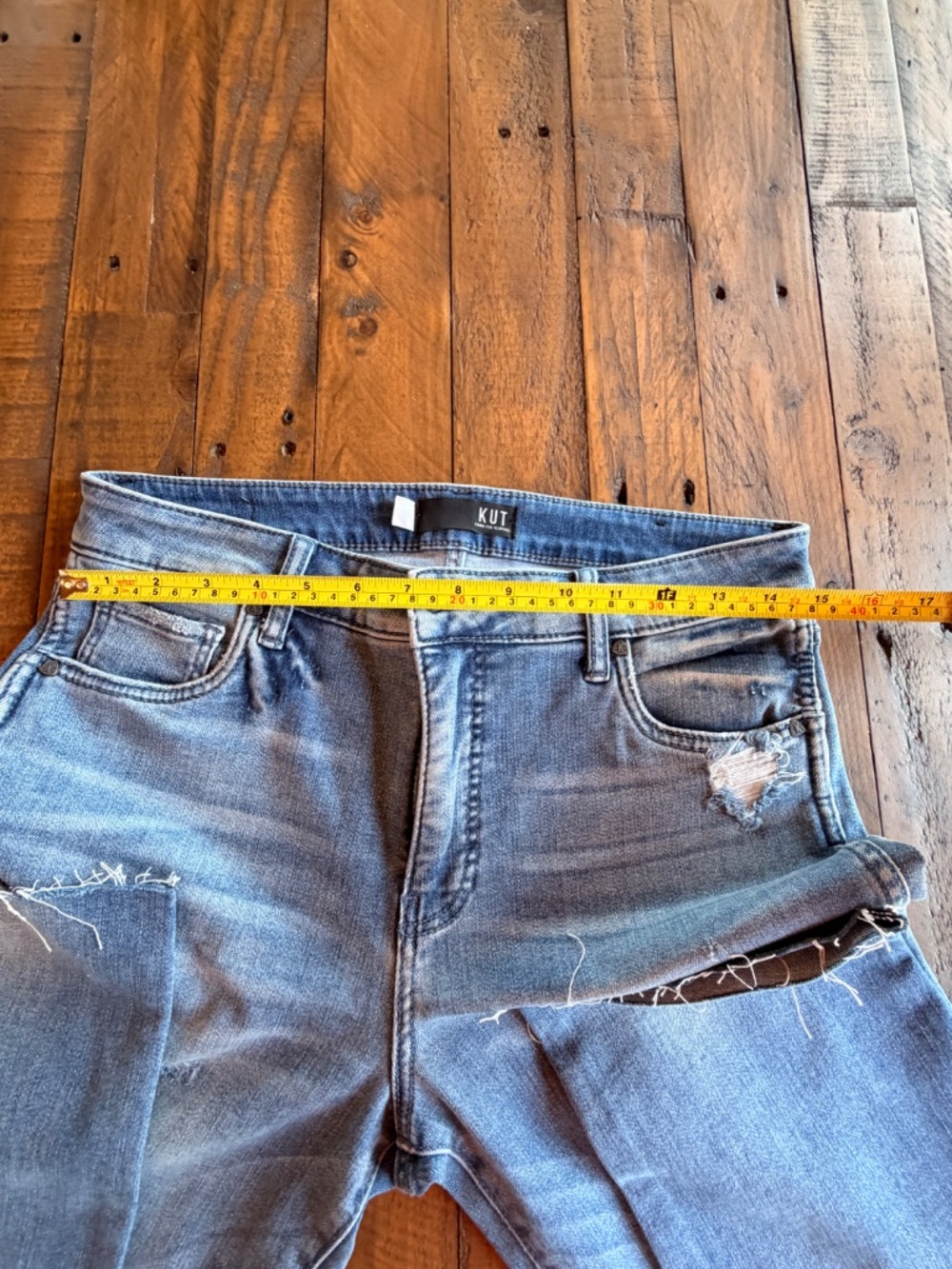 Kut From The Kloth Reese High Rise Straight Leg Jeans Size 8 Distressed Raw Hem - Picture 9 of 9